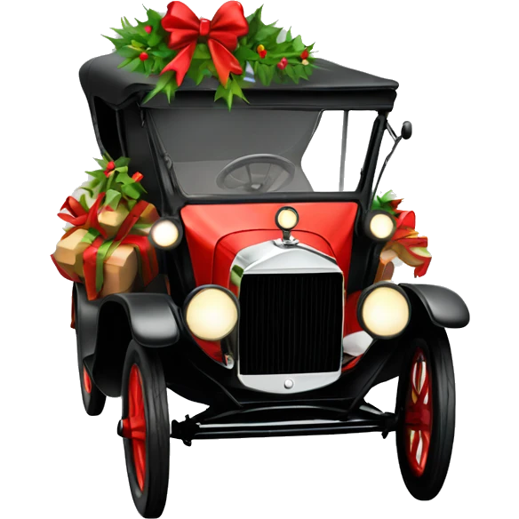 Model T ford with Christmas garland emoji