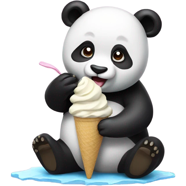 Panda eating ice cream emoji