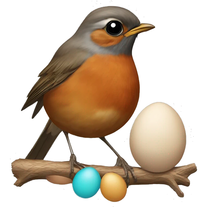 Robin with its eggs  emoji