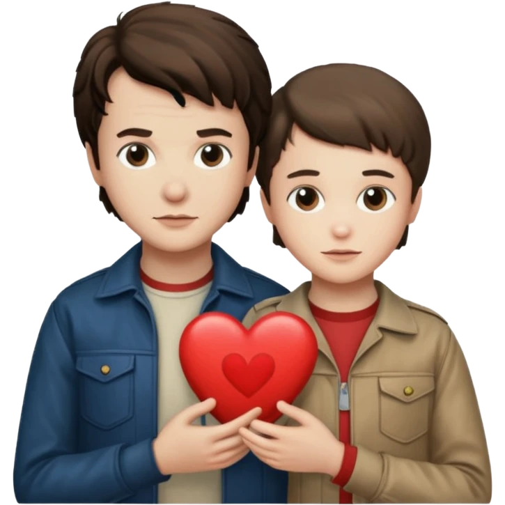 Stranger things Steve and Robin with a heart inbetween emoji