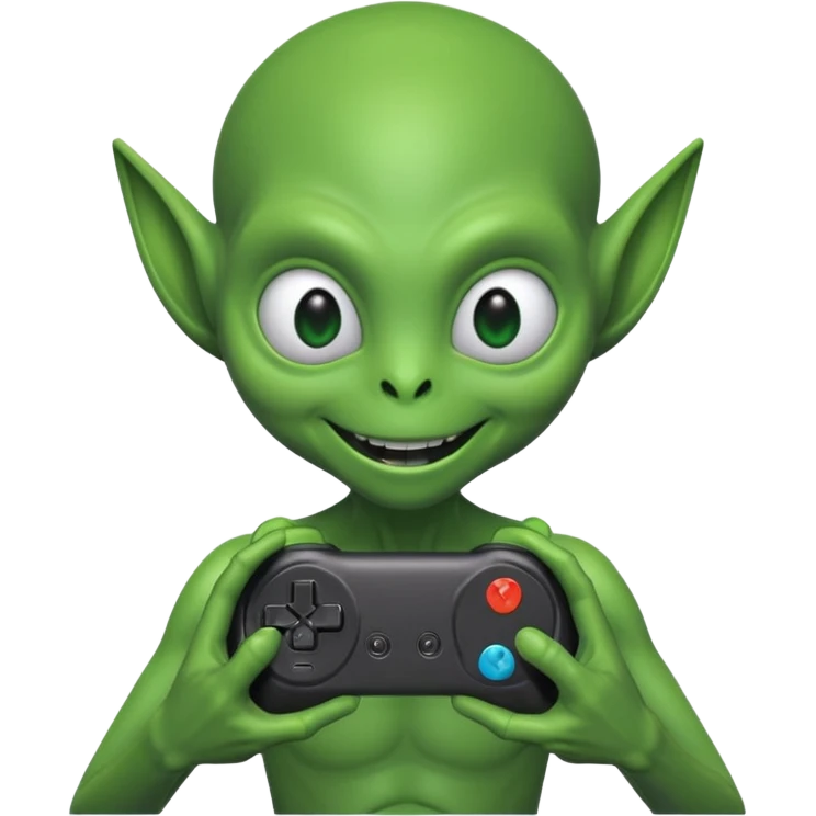 alien with joy stick emoji