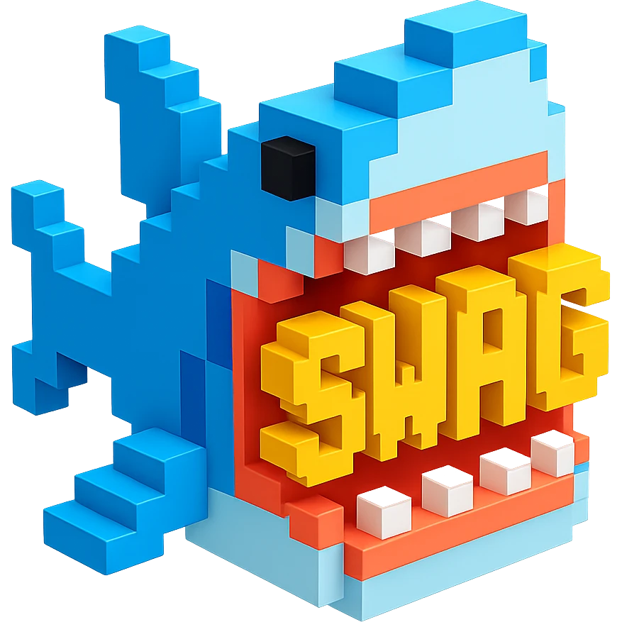 акула в пасти которой надпись SWAG, no background emoji
