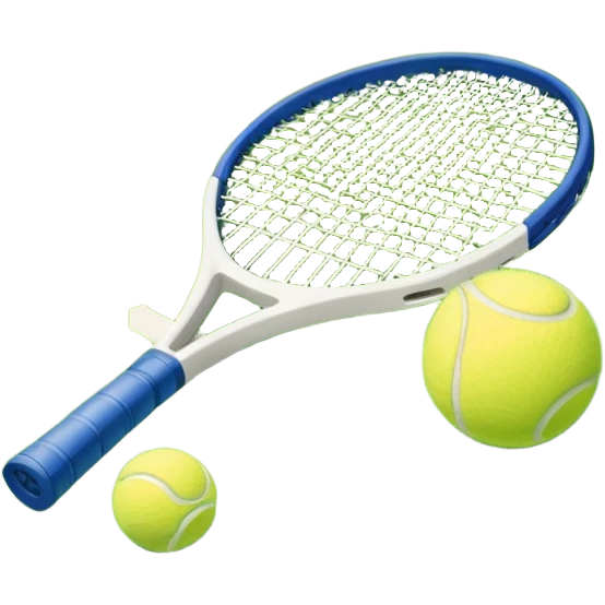 A tennis racket resting on the green grass of a tennis court, with a tennis ball placed nearby and the net stretching across the court. The background captures the fresh, open atmosphere of a traditional grass court, emphasizing the elegance and precision of the sport. emoji