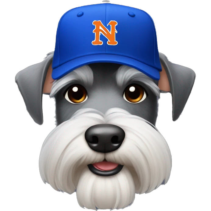 Schnauzer wearing Mets hat emoji