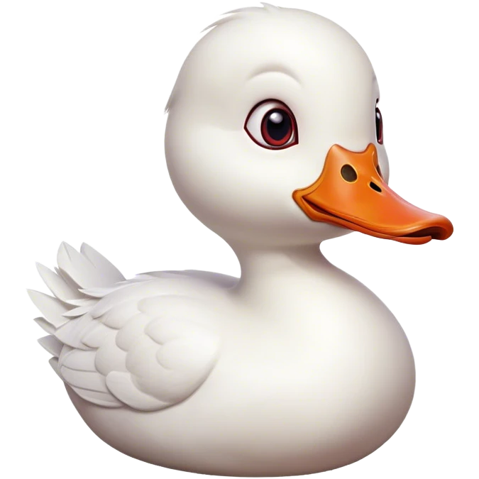 Cinematic Comical White Duck Portrait Emoji, Head tilted dramatically with an exaggeratedly amused expression, featuring a striking, glossy white plumage with a quirky red bill, wide, expressive eyes filled with playful disbelief, Simplified yet hilariously expressive features, highly detailed, glowing with a slightly sassy glow, high shine, dramatic yet playful, stylized with an air of cheeky mischief, bright and endearing, soft glowing outline, capturing the essence of a spirited and over-the-top duck, so meme-worthy it feels like it could quack its way into internet fame instantly! emoji