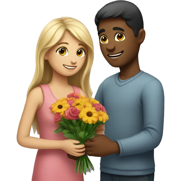 guy giving flowers to girl  emoji