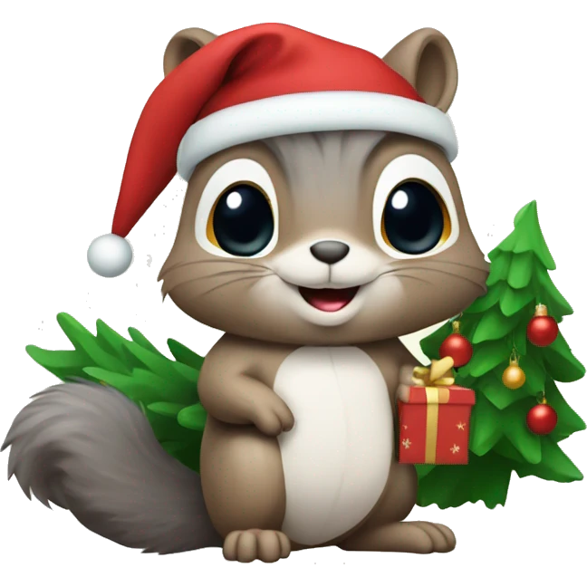 Squirrel with a Christmas tree emoji