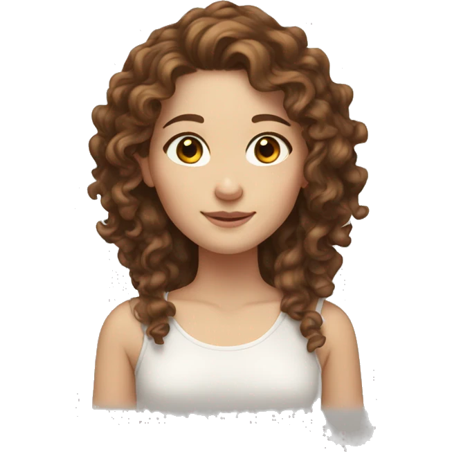 White girl with brown curly hair and brown eyes  emoji