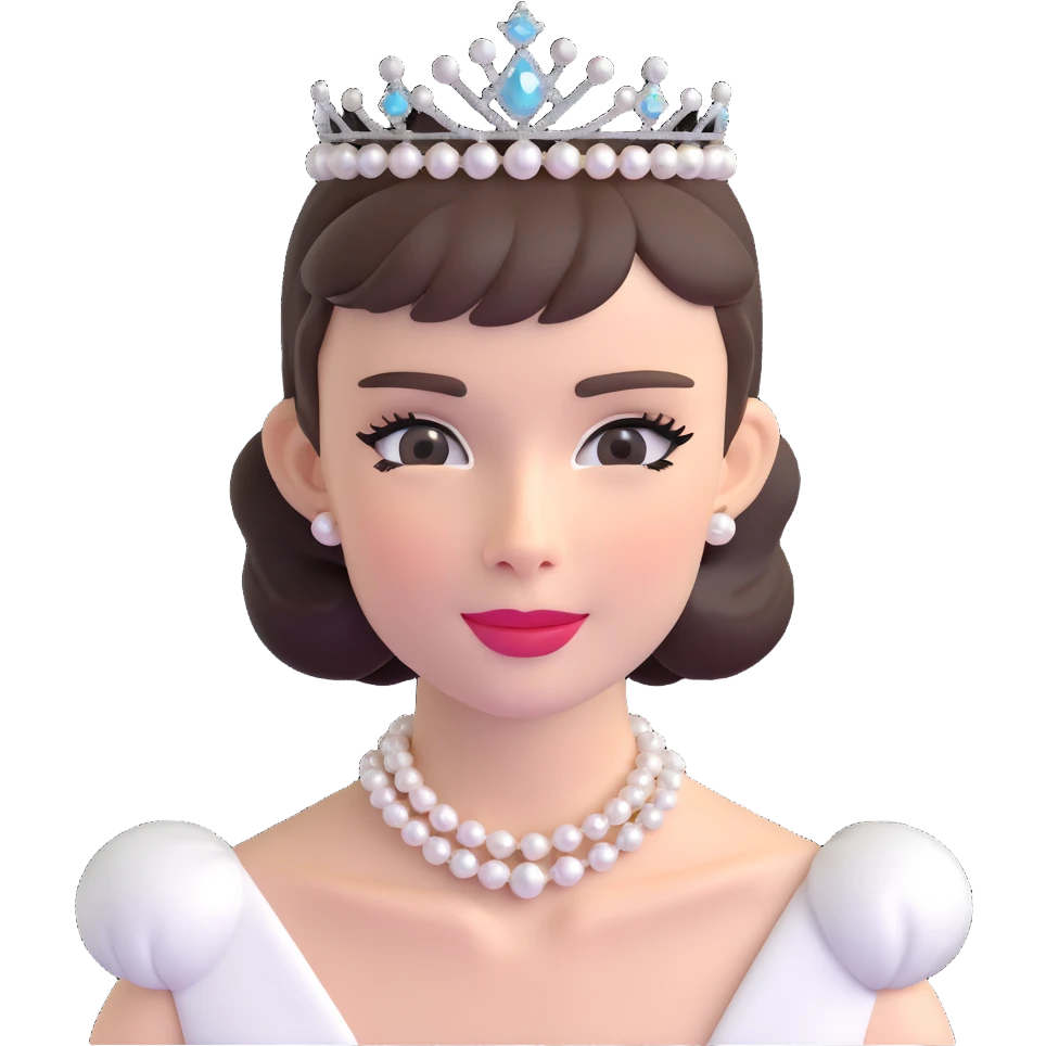 Audrey Hepburn iconic Breakfast at Tiffany's look with tiara and pearls emoji