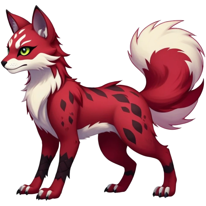 Vibrant dark edgy badass cool Falvie-Fionbri-creature-fursona, full body, with random markings emoji