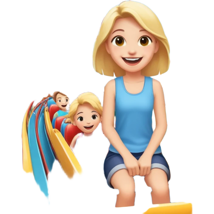 person excitedly going to an amusement park, with a roller coaster or ferris wheel in the background emoji