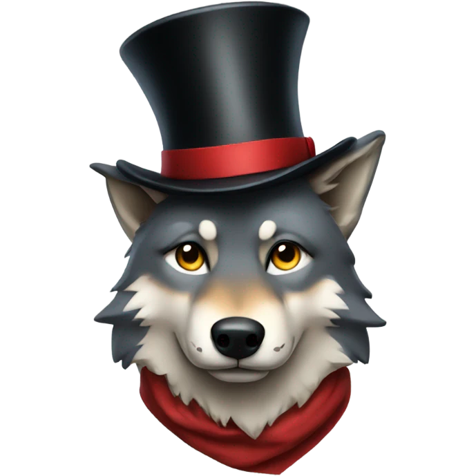 Wolf wearing a top hat emoji
