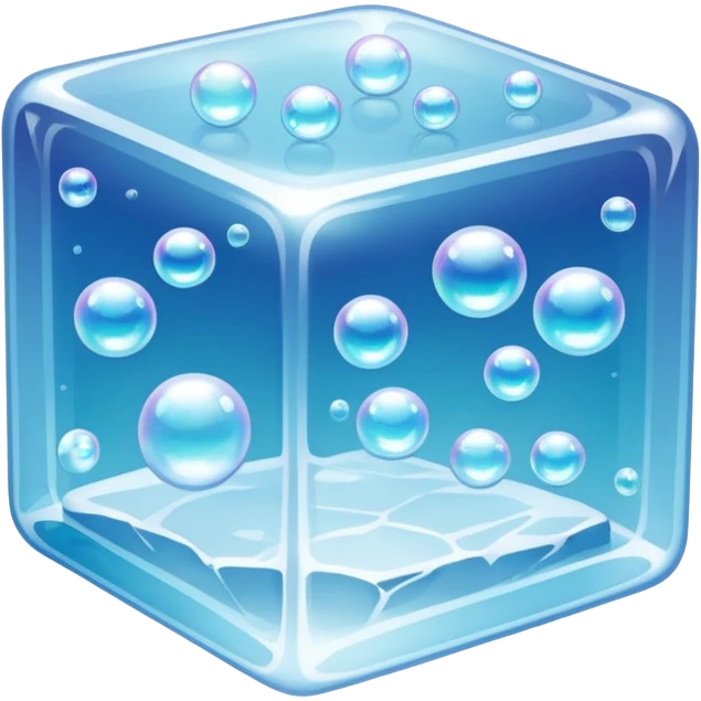 Hundreds of Bubbles surrounding an ice cube emoji