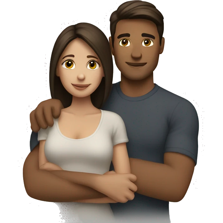 brunette couple hugging emoji