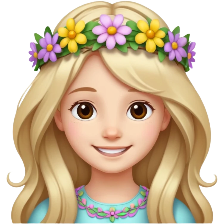 smiling girl with long hair at Easter  emoji