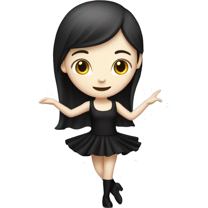 Pale girl with long black dancing  emoji
