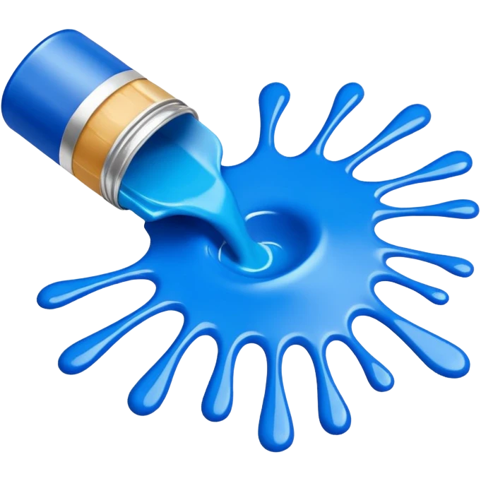 paint splatter, spilled paint, blue color. emoji
