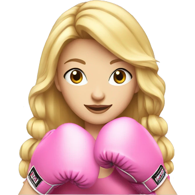 blonde girl wearing pink boxing gloves emoji