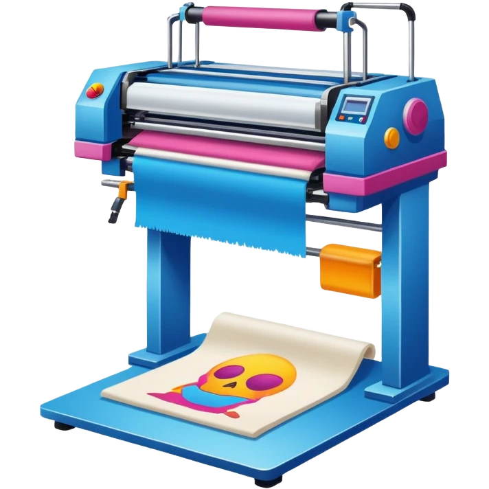 screen printing machine printing on a t-shirt emoji