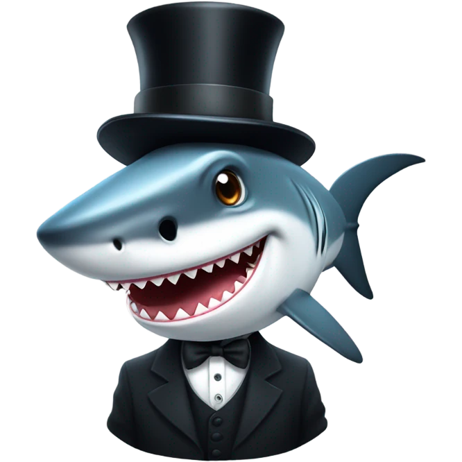 Shark with a top hat emoji