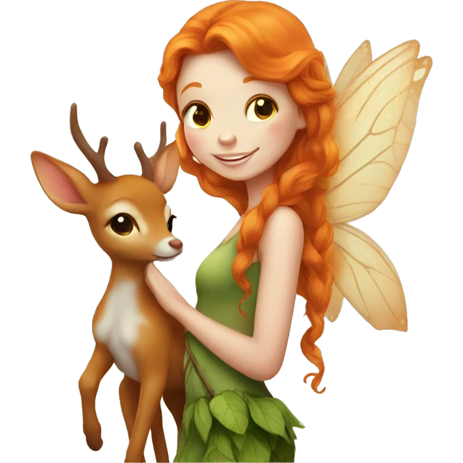 Beautiful ginger fairy with a fawn  emoji