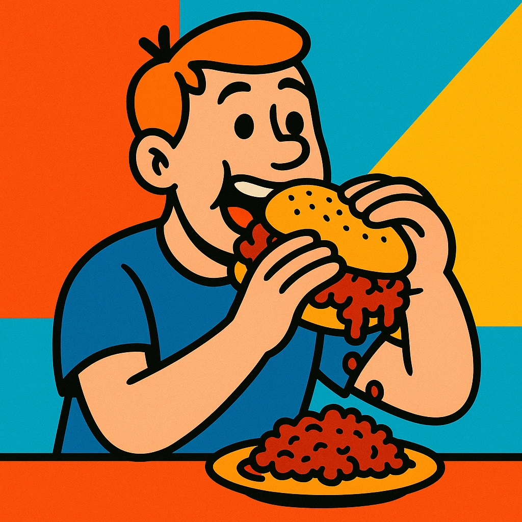 person eating sloppy joe emoji