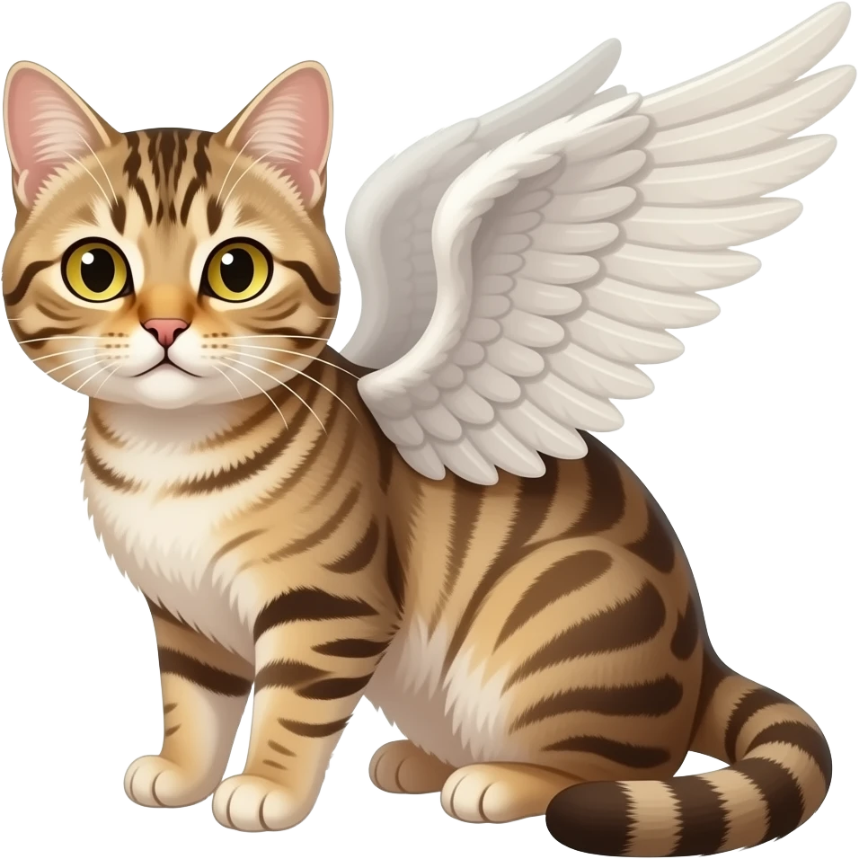 Tabby cat with wings and yellow eyes emoji