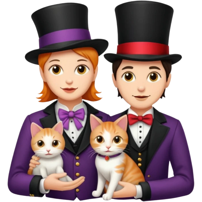 magician couple and their pet cat emoji