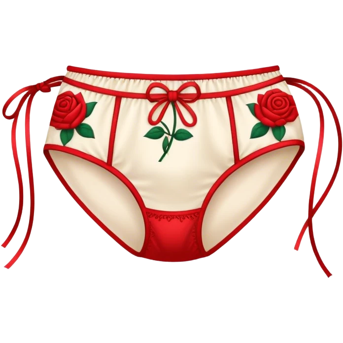 A red string pantie with a rose patern emoji