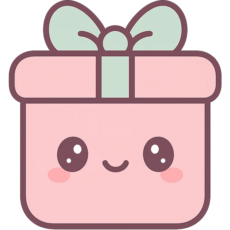pink gift, kawaii style emoji