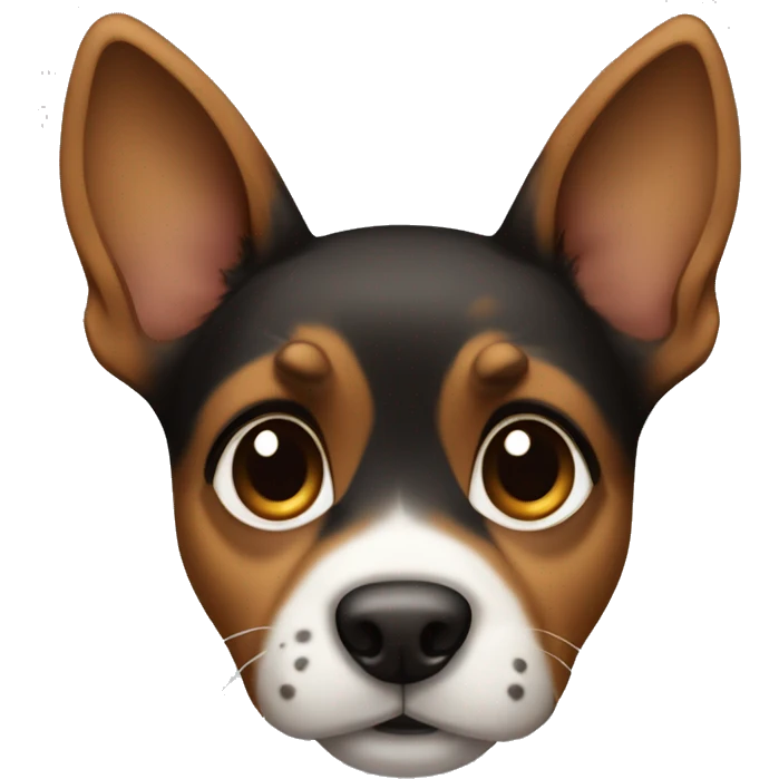 Puppy with pointy ears with black and brown tortoiseshell without white with pointy ears emoji