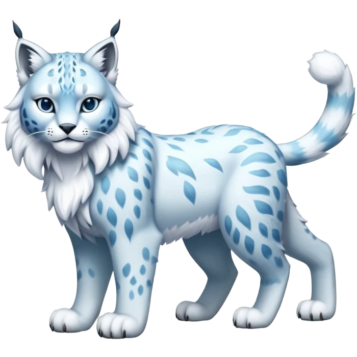 Fancy deluxe luxurious aesthetic elegant Snowy fluffy Ice-type Fakémon-Lynx full body emoji