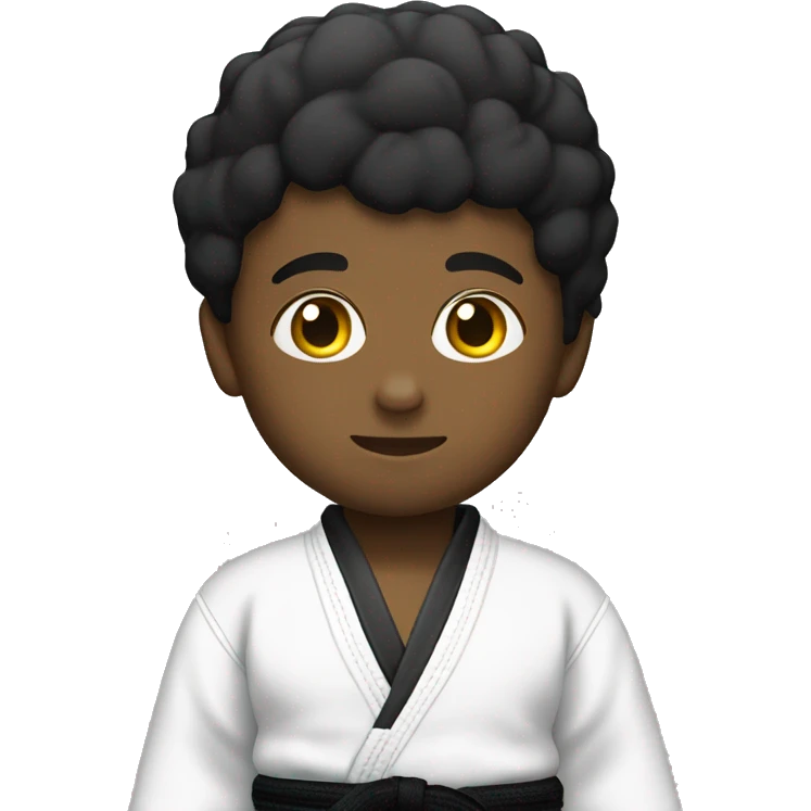  Black Jiujitsu kid in GI with white belt emoji