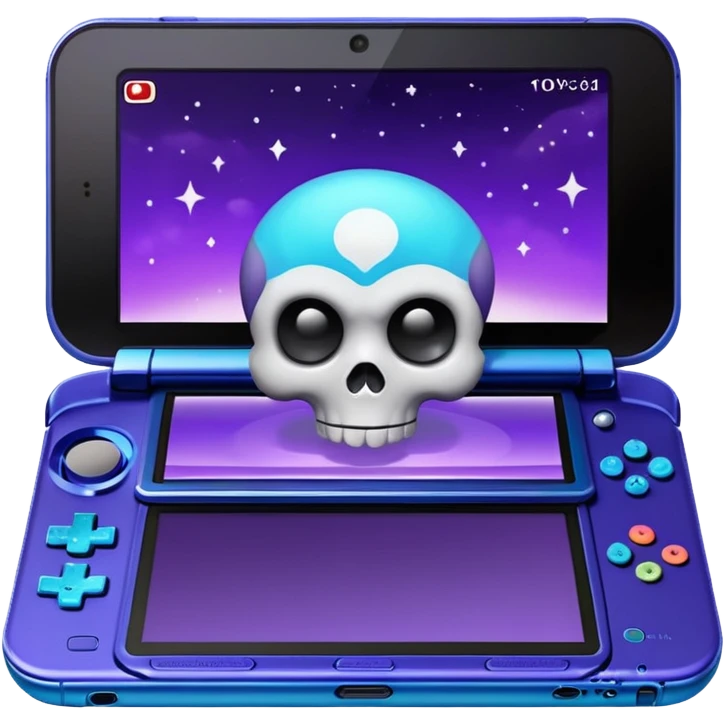 Nintendo 3DS XL Galaxy edition with a duskull in the lower screen emoji