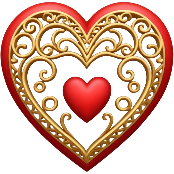 filigree valentine heart design, 3D, very detailed, hollow center emoji