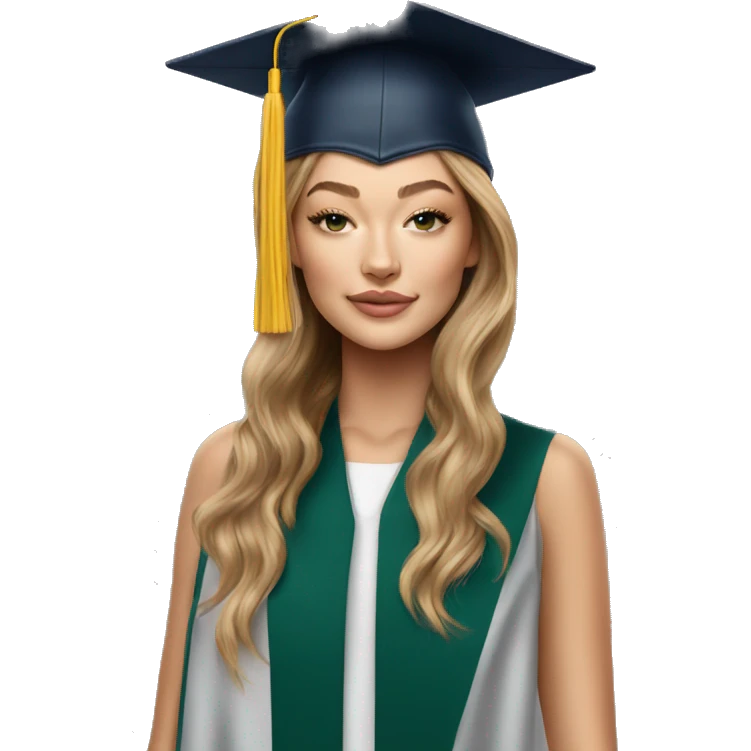 Gigi hadid wearing a graduation cap emoji