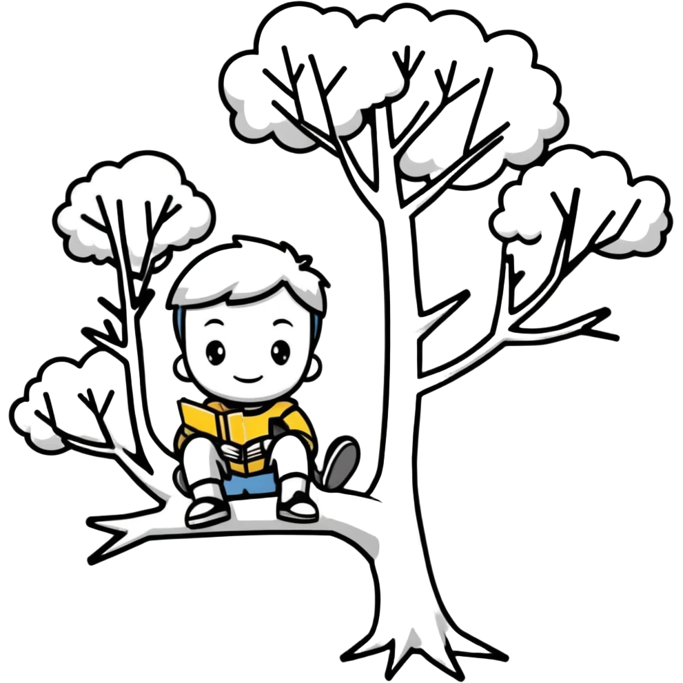 child sitting on a tree branch emoji