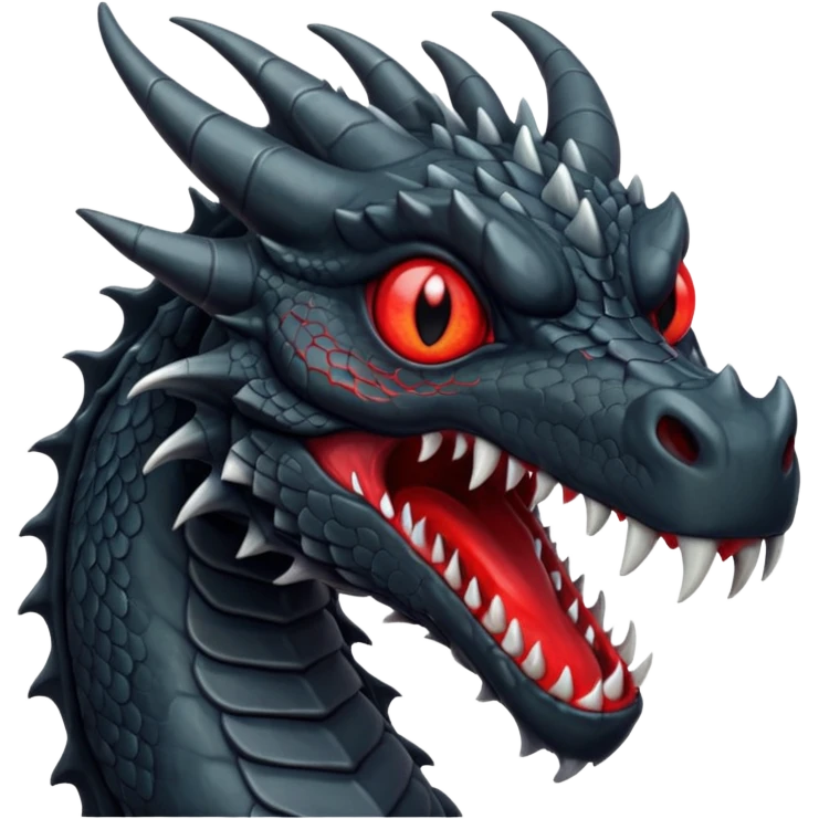 Black scary dragon with red eyes  emoji
