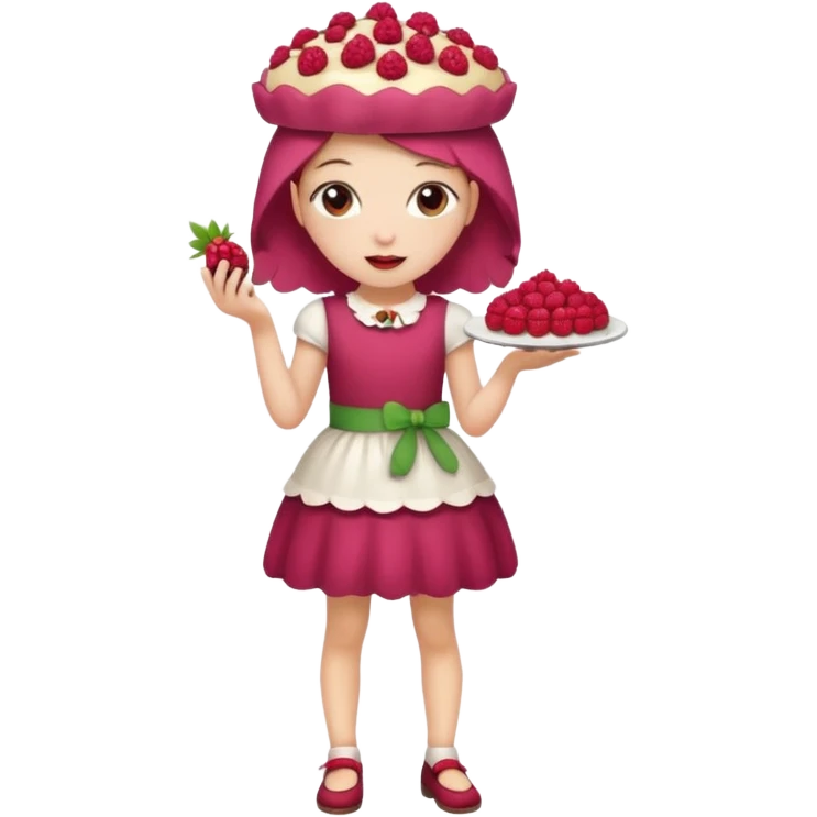 Raspberry torte human full body and legs girl with a raspberry barrette on her head emoji