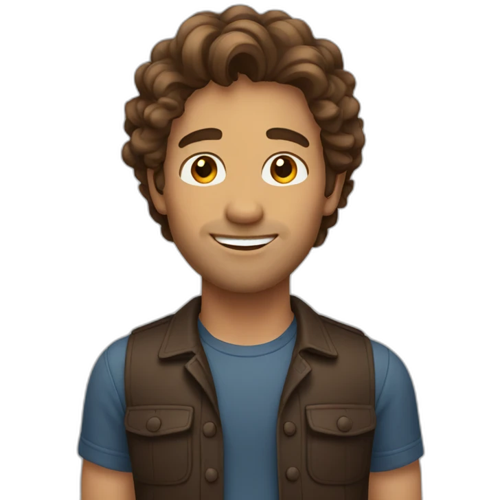 man with brown wavy hair emoji