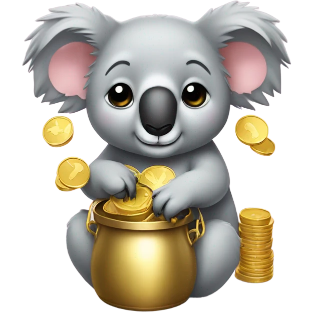 light pink bow on a koala holding pot of gold emoji