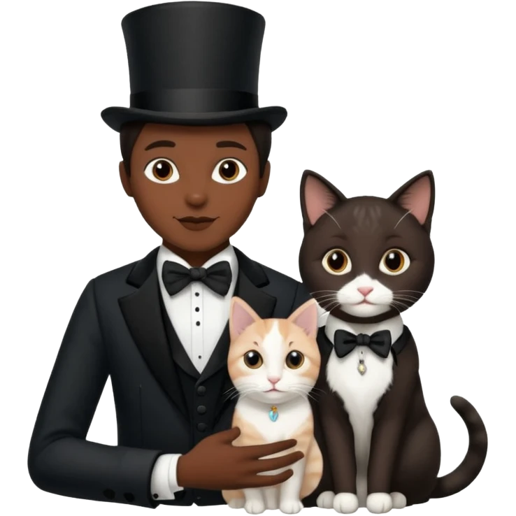 magician couple and their pet cat emoji