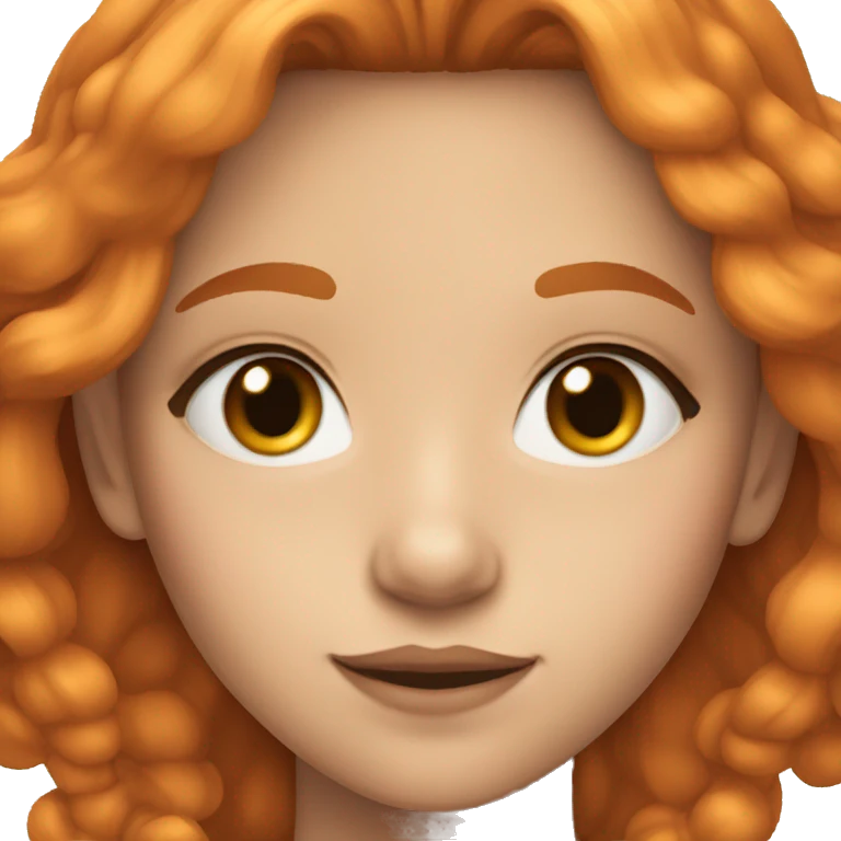 12 year old transgender girl with brown eyes, orange medium length hair and mascara emoji