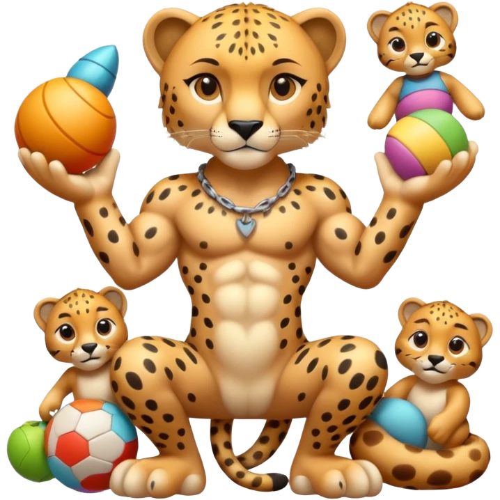 cheetah with a body and toys emoji