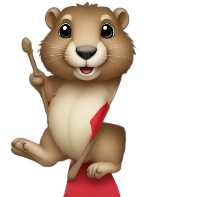 cute marmot holding the serbian flag red blue white emoji