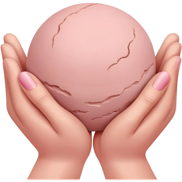 two hands kneading a small pink ball of clay emoji