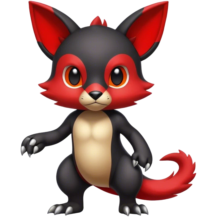 Cute cool black red animal hybrid Fakemon full body emoji