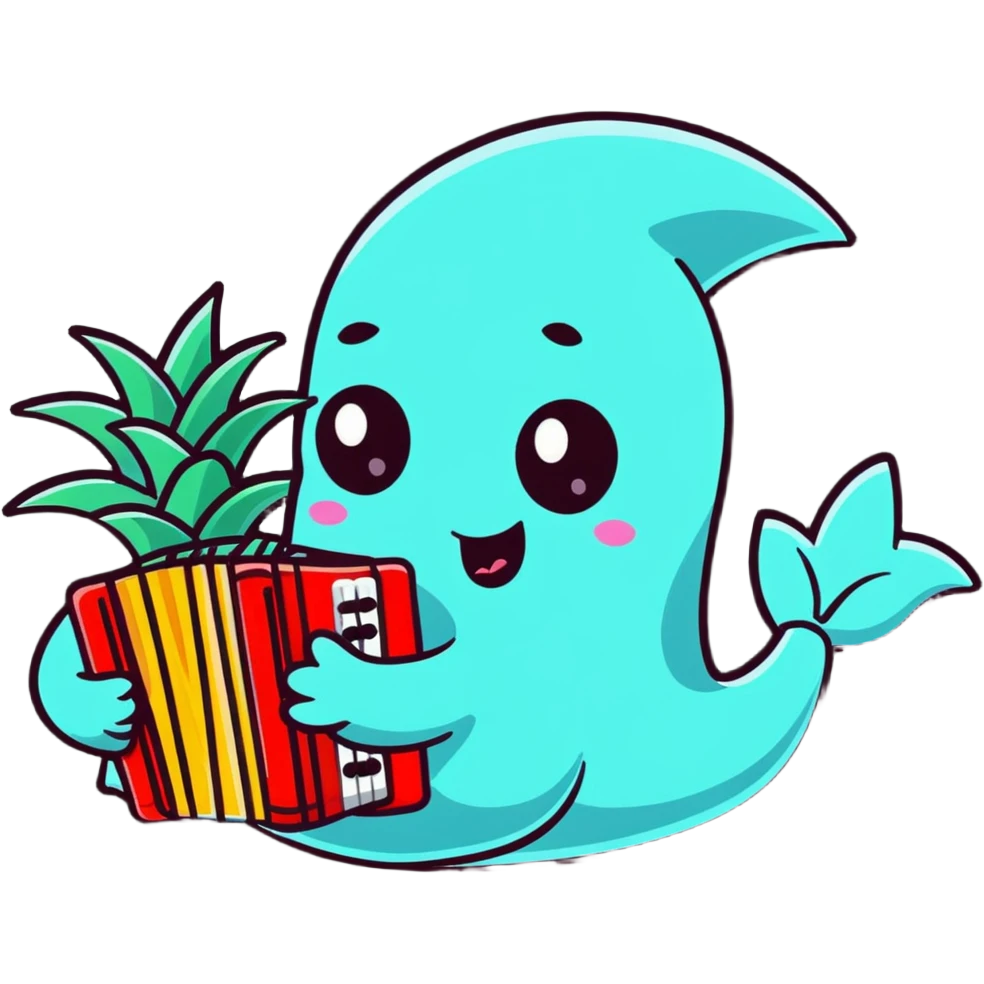 half-ghost half-pineapple playing accordion underwater emoji