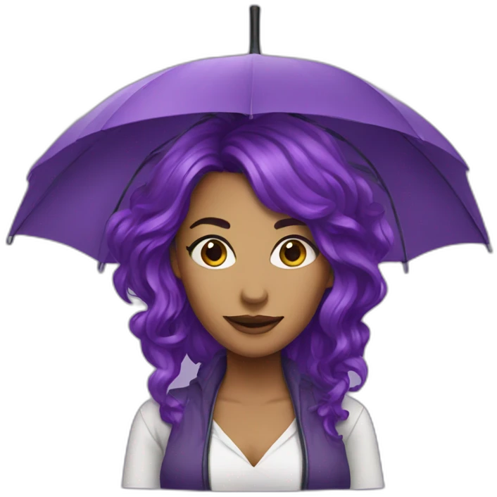 Purple hair women with purple umbrella emoji