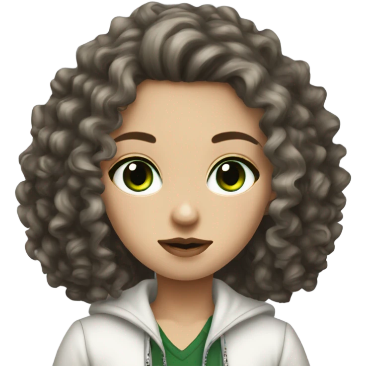 gangster white girl curly dark brown hair dark green eyes emoji
